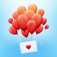 Bunch or red balloons with love letter envelope N2