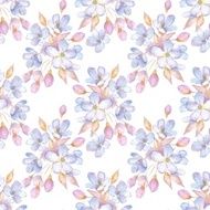 Branch with delicate flowers Watercolor seamless pattern 4 N2