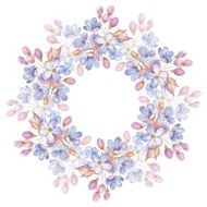Branch with delicate flowers Watercolor wreath N2
