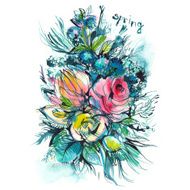 ultramarine bouquet with three flowers N2