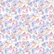 Branch with delicate flowers Watercolor seamless pattern N2