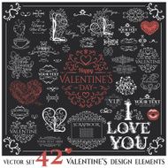 Set of Calligraphic Valentines Day design elements and Quotes