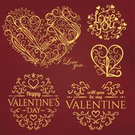Set of Calligraphic Valentines Day design elements and Quotes N3