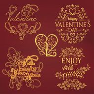 Set of Calligraphic Valentines Day design elements and Quotes N4
