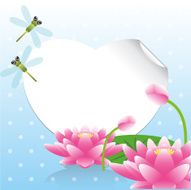 Greeting card with lotus flowers and dragonflies