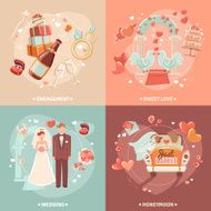 Wedding concept 4 flat icons square