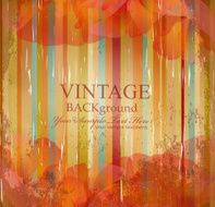 vector vintage flowers on the striped grunge background