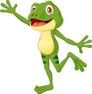 Cartoon cute frog waving hand N2