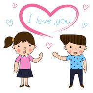 cartoon woman and man inlove lovely greeting on White background
