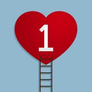 heart with number one and ladder