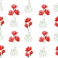 red watercolopr flowers seamless pattern N2