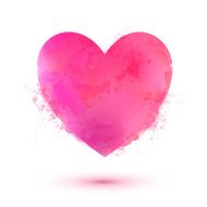 Pink vector Valentines Day heart in watercolor style