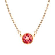 Golden chain necklace with round ruby pendant