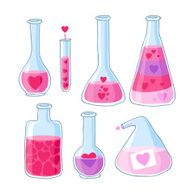 Love potion beautiful bottles with hearts set N2