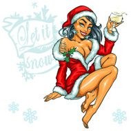 Christmas Pin Up Girl with cocktail N2