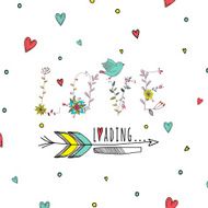 Floral elements of vintage Prase love is loading in vector N2