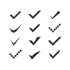 Black confirm icons set