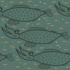 Pattern dark large and small red fishes