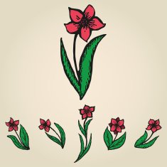 Floral doodling flowers like narcissus set