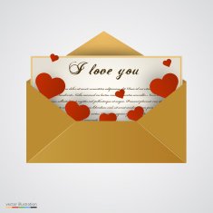 Envelop with letter and hearts