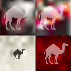 camel icon on blurred background