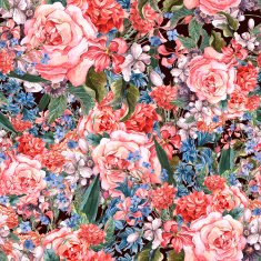 Floral seamless watercolor background with roses N3
