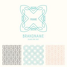 Vector set of outline emblems and patterns N4
