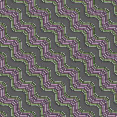 Geometrical ornament with diagonal green and purple wavy lines