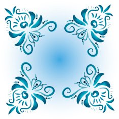 Illustration with floral ornament in blue tones N2