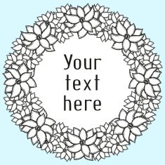 Greeting card with floral wreath in doodling style