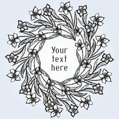 Romantic card with floral wreath in tattoo style