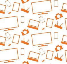 household appliances and electronics tablet tv smartphone camera seamless pattern