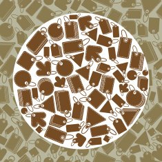 Sale tags icons seamless pattern monochrome