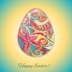 Easter egg greeting card with abstract hand drawn ornament N16