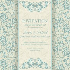 Baroque invitation blue and beige N7