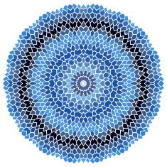 Vintage blue with black mosaic petal flower N4
