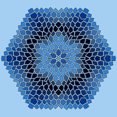 Vintage blue with black mosaic petal flower N6