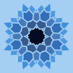Vintage blue with black mosaic petal flower N7