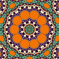 Abstract Seamless Pattern with Round Lace Elements Vector Tribal Element