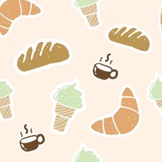seamless pattern bakery set illustration