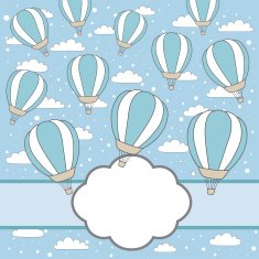 vector frame with air balloons clouds and snow N2