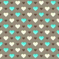 Seamless pattern with cute colorful hearts on a brown background
