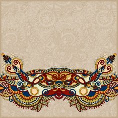 paisley design on decorative floral background for invitation N4