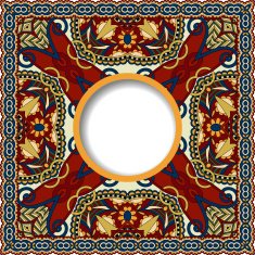 floral round pattern in ukrainian oriental ethnic style N6