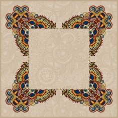 floral frame ethnic ukrainian ornament on paisley background N3