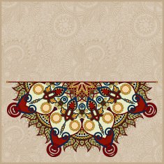 floral round pattern in ukrainian oriental ethnic style N8