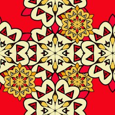 Colorful mandala seamless wallpaper Endless ornamental backdrop over red background