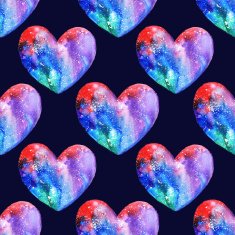 Watercolor space heart Pattern Background