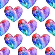 Watercolor space heart Pattern Background N2
