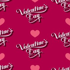 vector seamless pattern of handwritten St Valentines Day retro labels